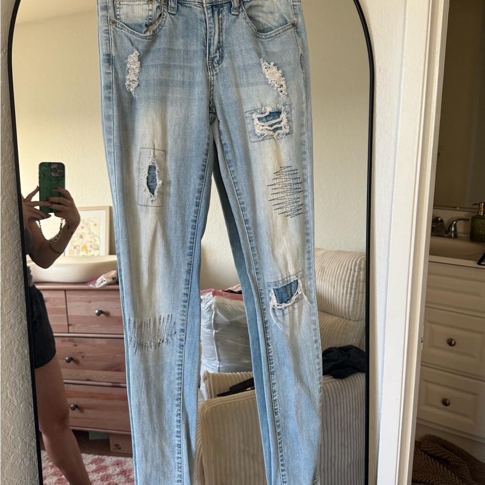Cotton On Light Blue Distressed Skinny Jeans